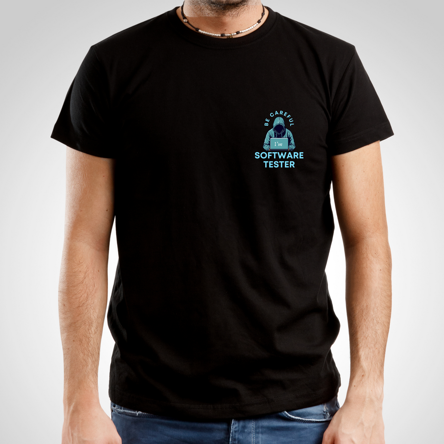 Men's Black Graphic Printed T-shirt