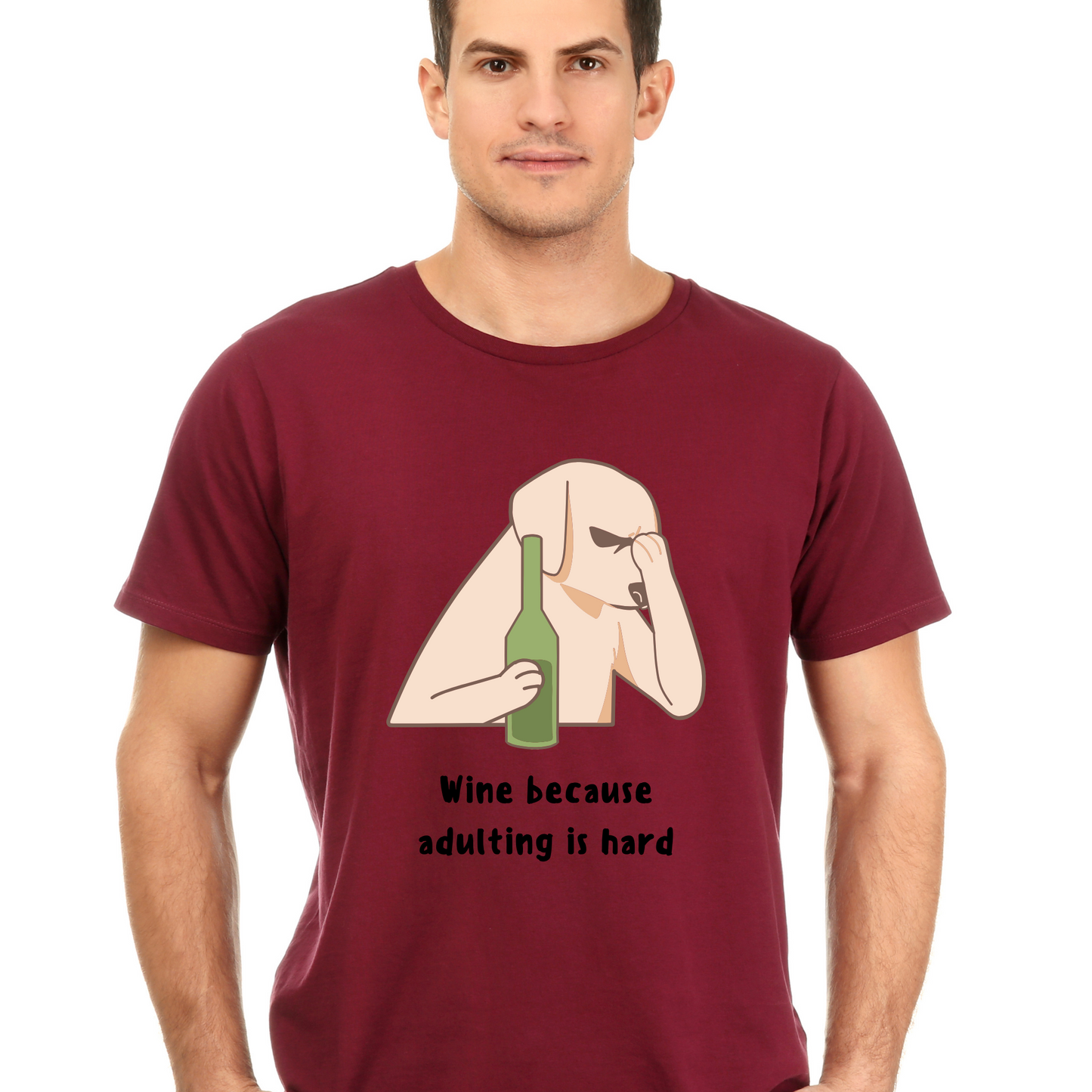 Men's Maroon Graphic Printed T-shirt