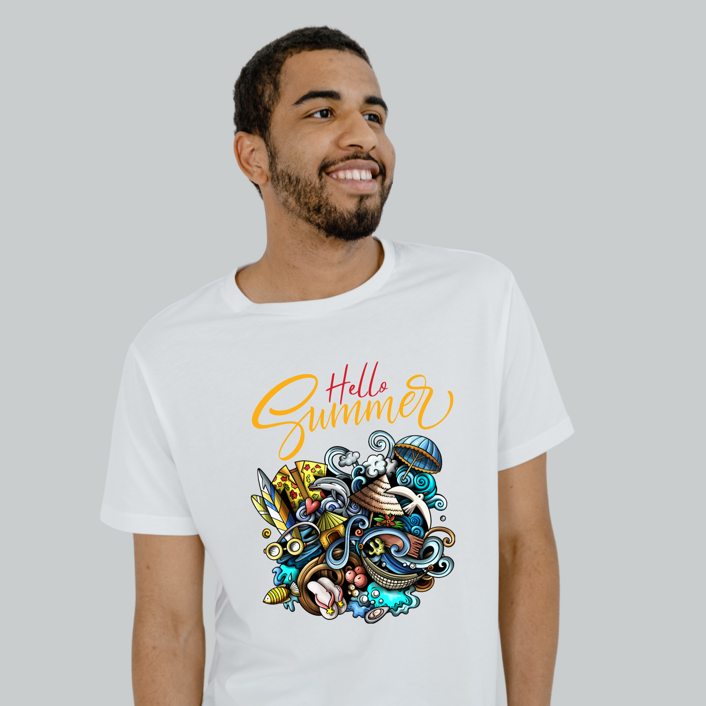 Men's White Graphic Printed T-shirt