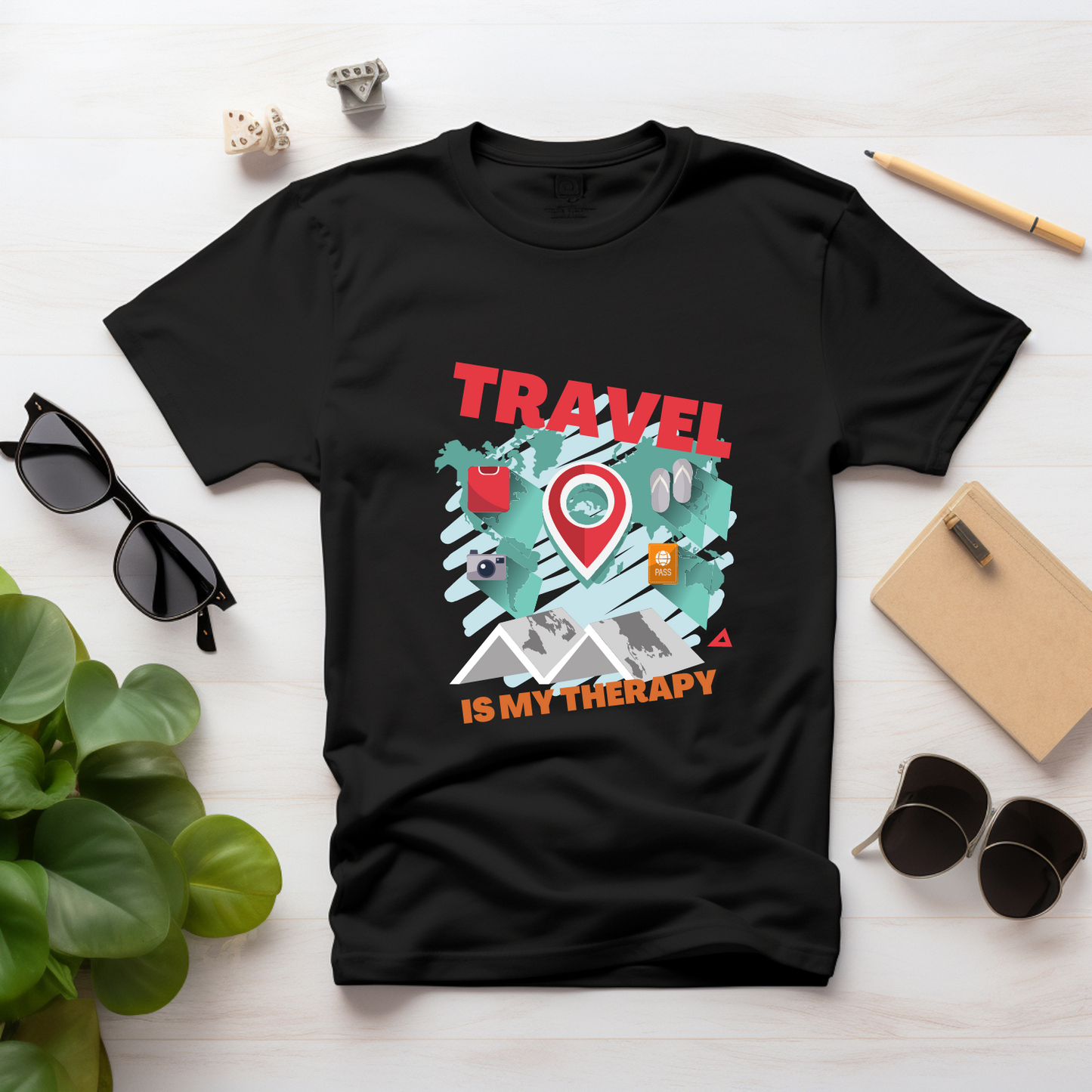 Men's white Travel Graphic Printed T-shirt