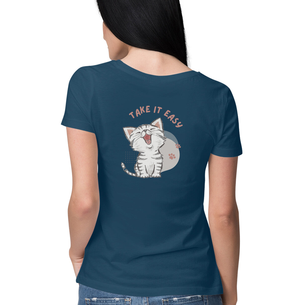 Women's Navy Blue Graphic Printed T-shirt