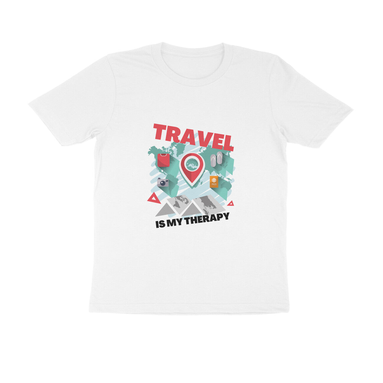 Men's white Travel Graphic Printed T-shirt