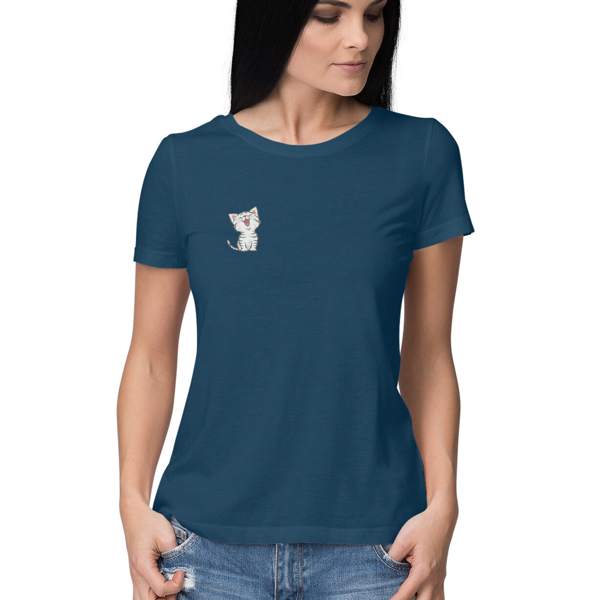 Women's Navy Blue Graphic Printed T-shirt