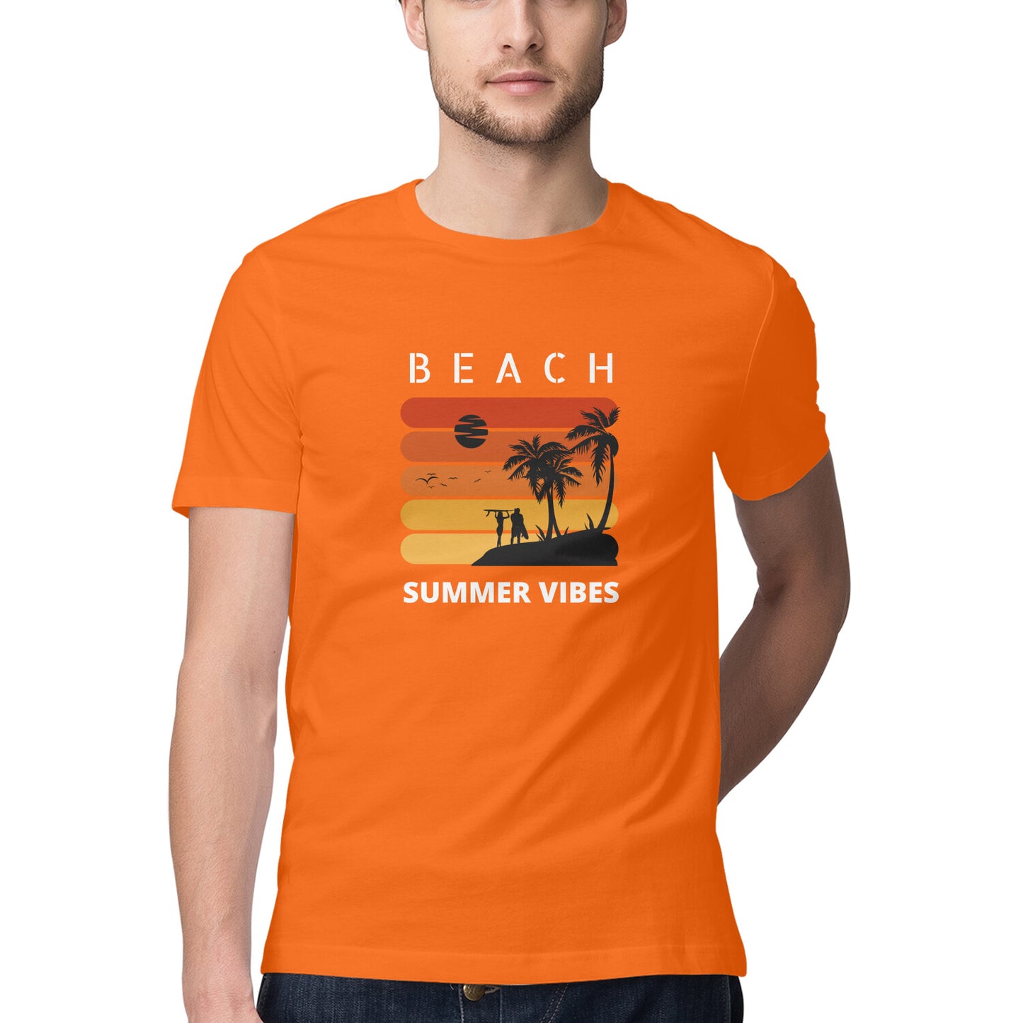 Men's Orange Graphic Printed T-shirt