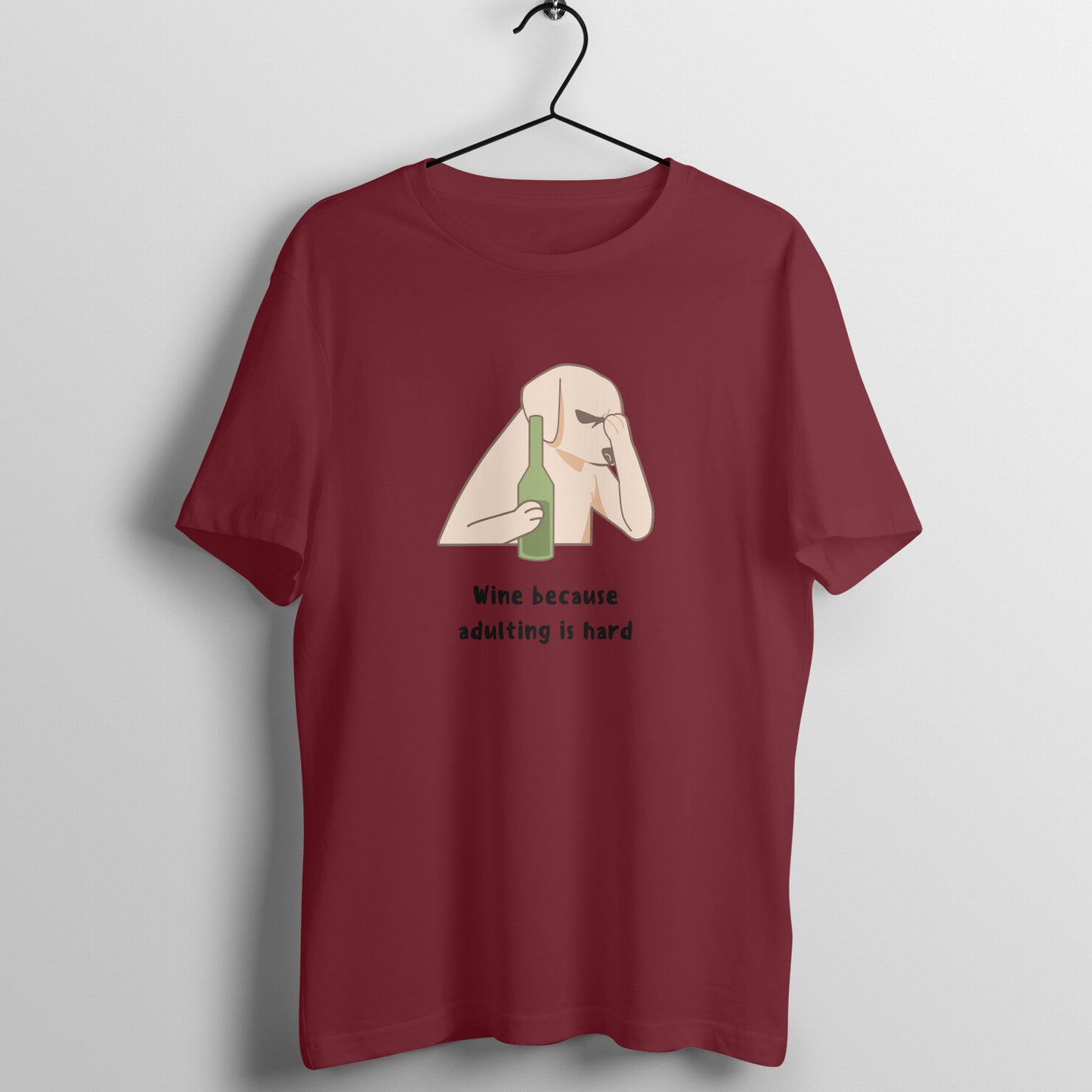 Men's Maroon Graphic Printed T-shirt
