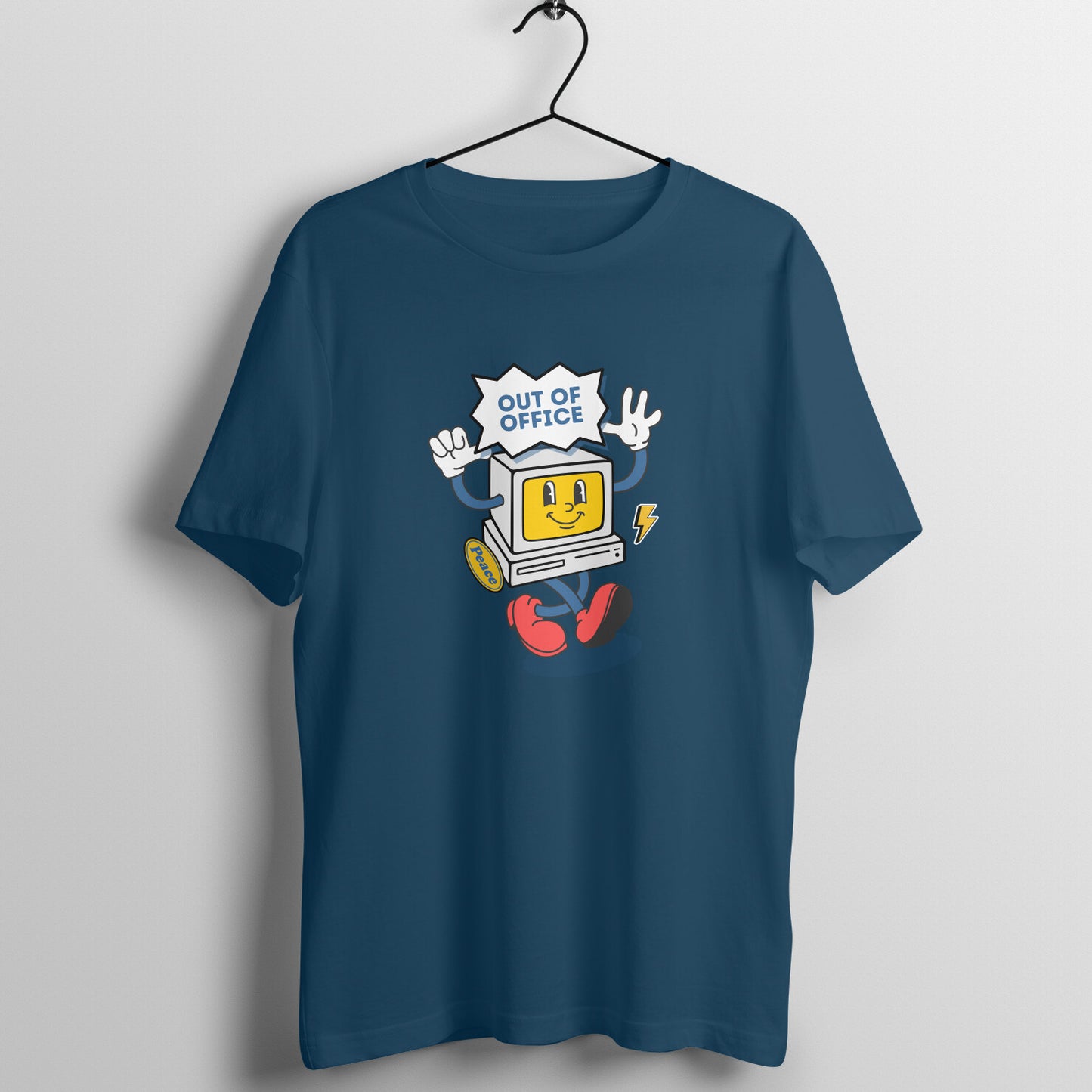 Men's Navy Blue Graphic Printed T-shirt