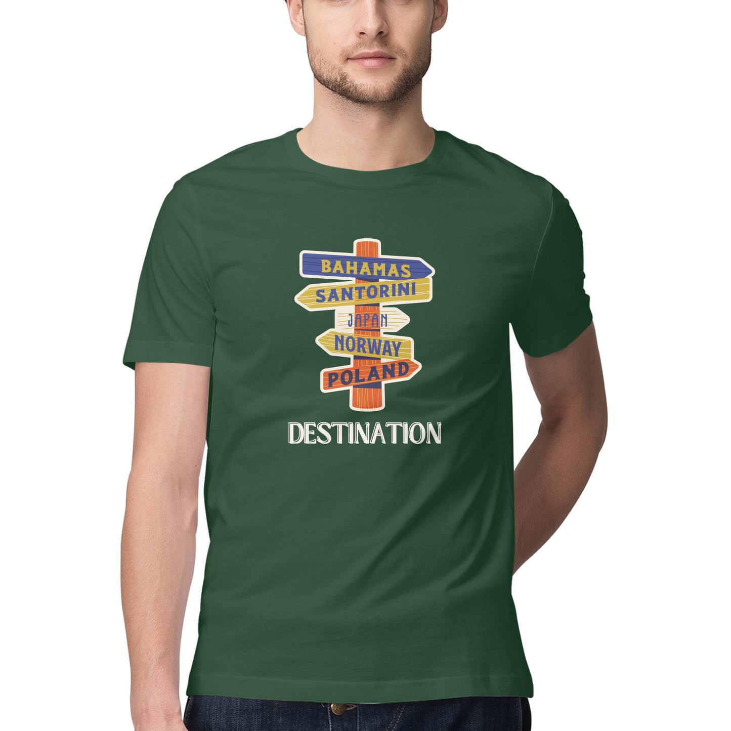 Men's Green Graphic Printed T-shirt