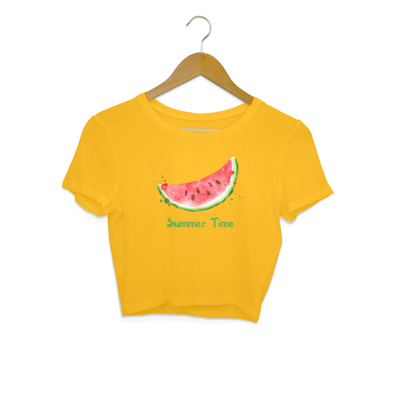 women's Yellow Graphics Printed Crop Top
