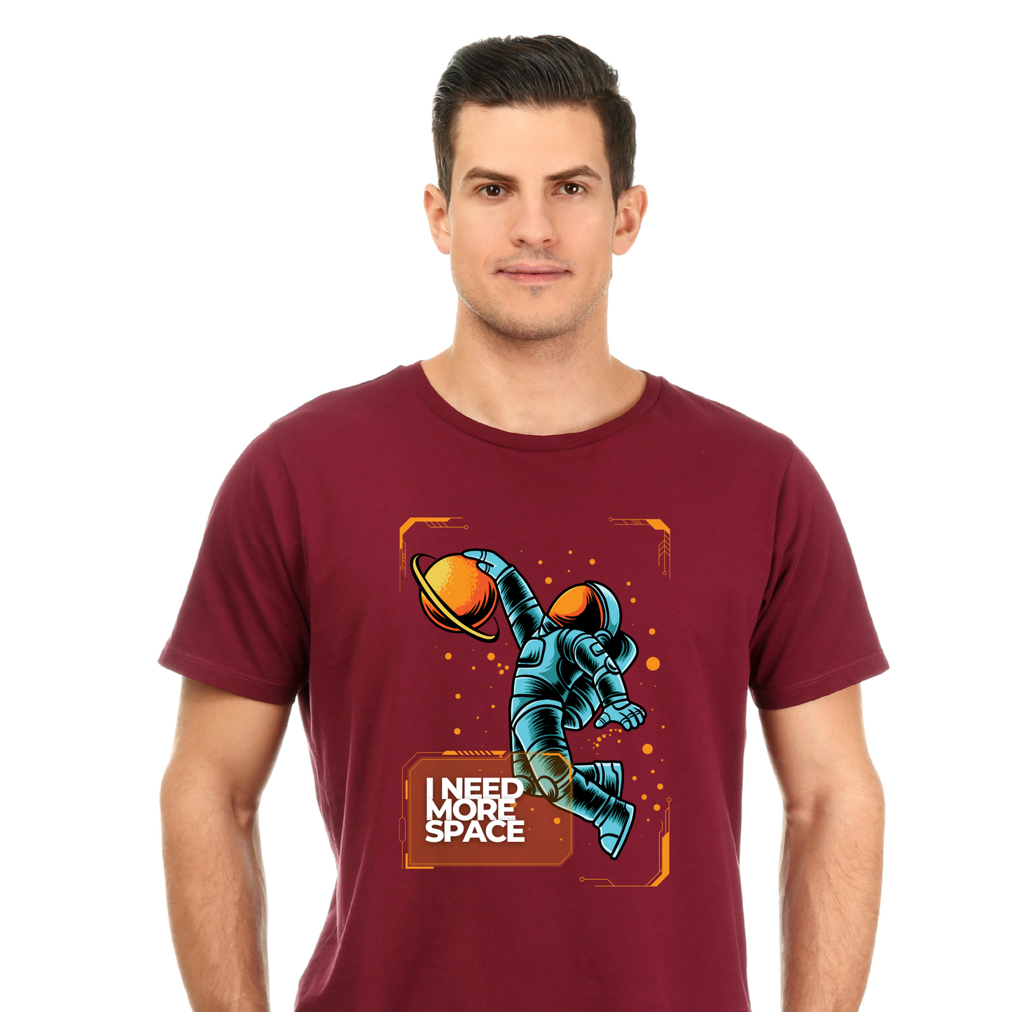 Men's  Maroon Graphic Printed T-shirt