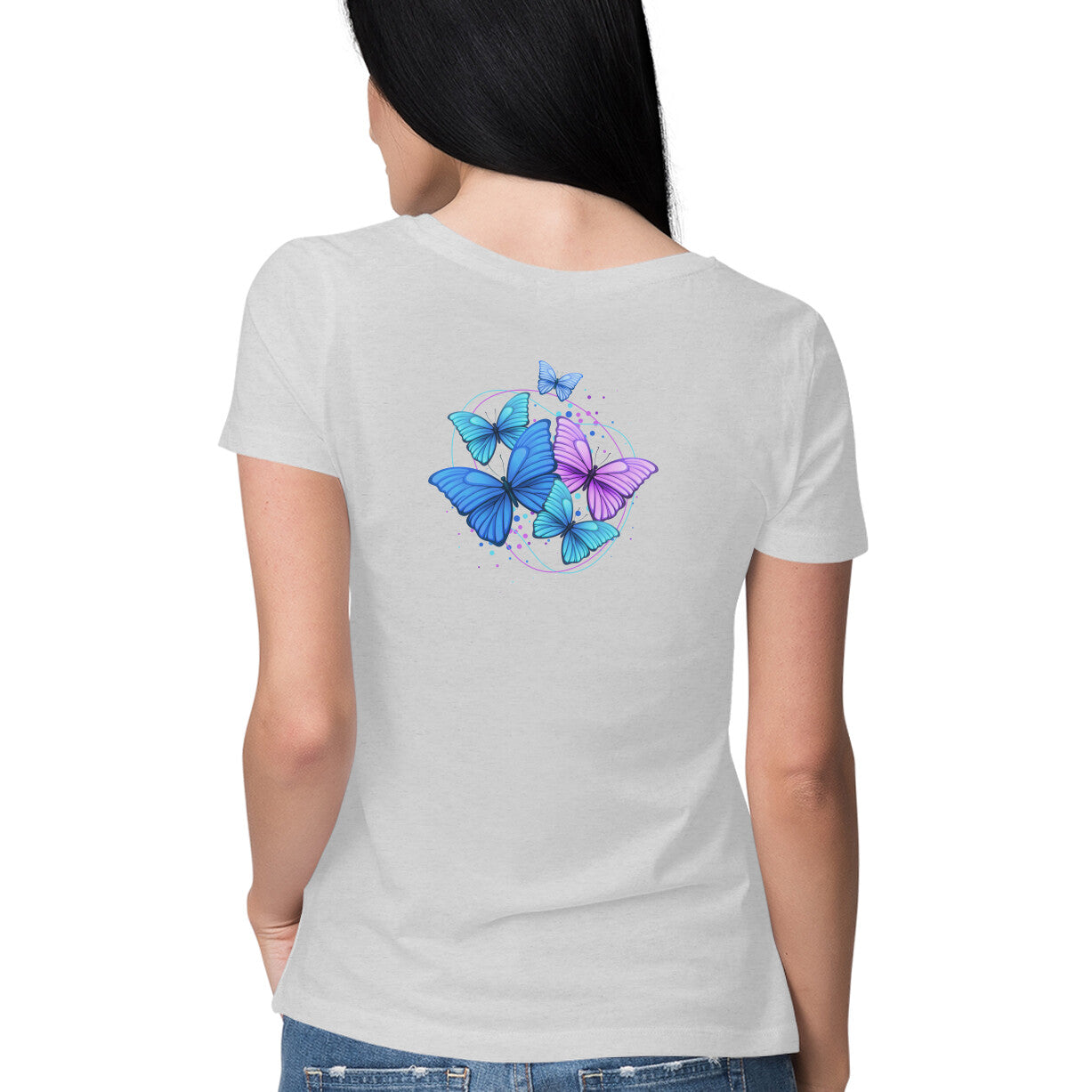 Women's Melange Grey Graphic Printed T-shirt