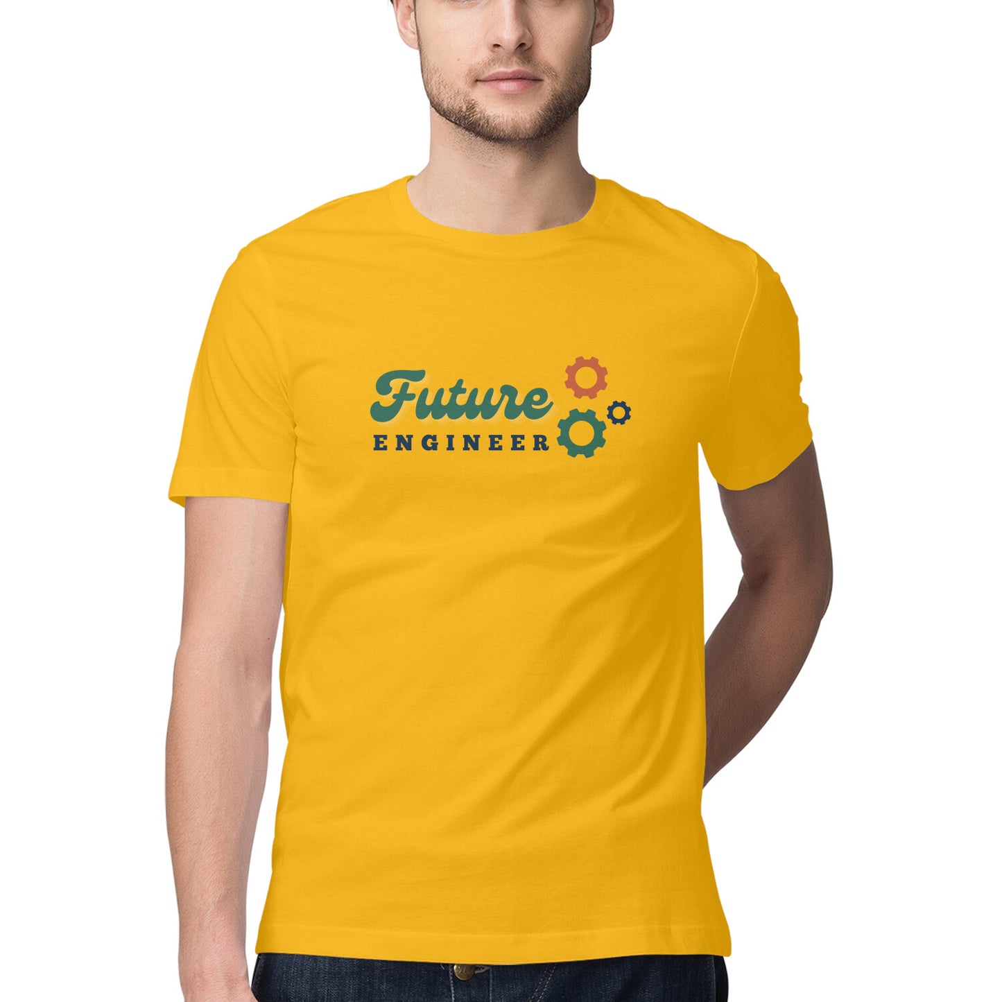Men's  Yellow  Graphic Printed T-shirt