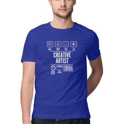 Men's Royal Blue Graphic Printed T-shirt