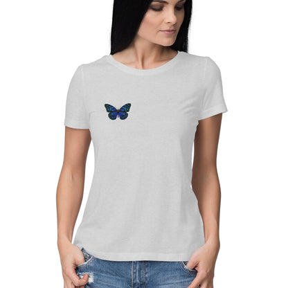 Women's Melange Grey Graphic Printed T-shirt