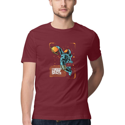 Men's  Maroon Graphic Printed T-shirt
