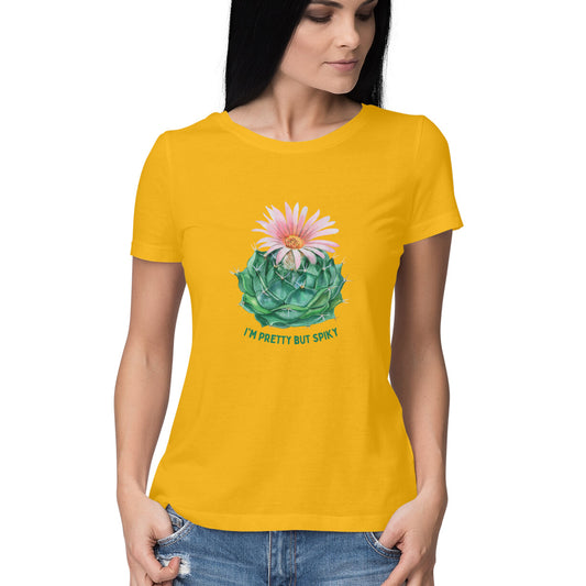 Women's Golden Yellow Graphic Printed T-shirt