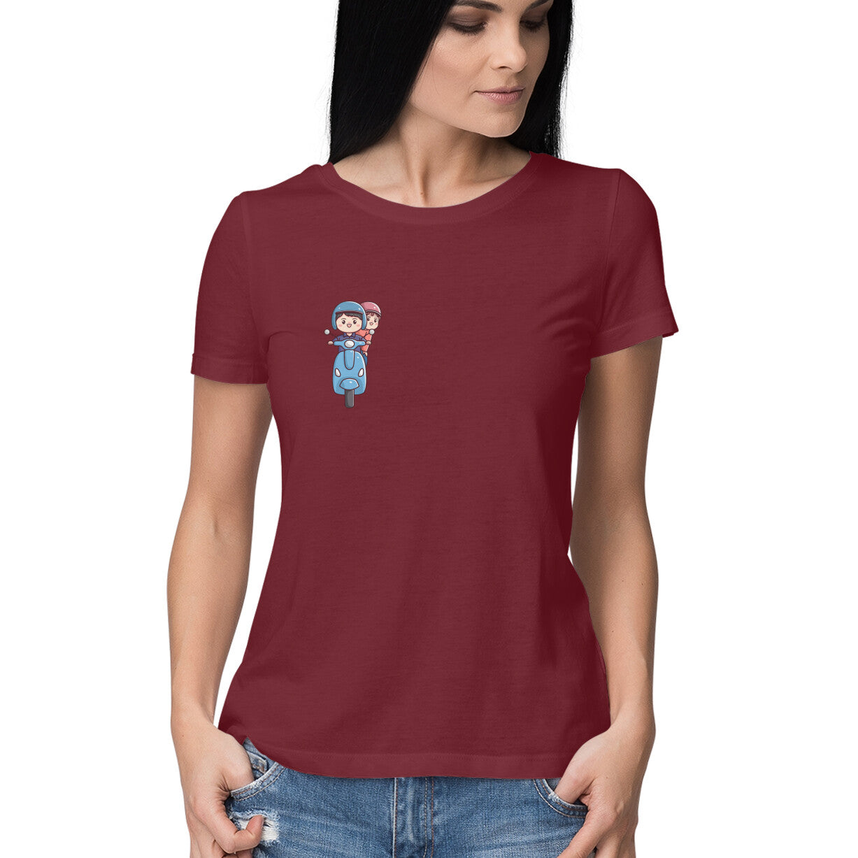 Women's Maroon Graphic Printed T-shirt