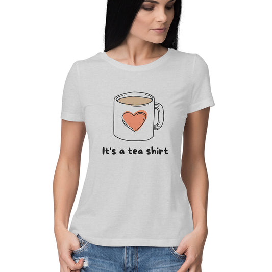Women's Melange Grey Graphic Printed T-shirt,