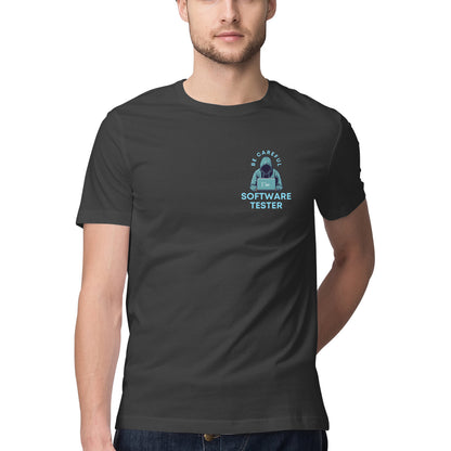 Men's  Black Graphic Printed T-shirt