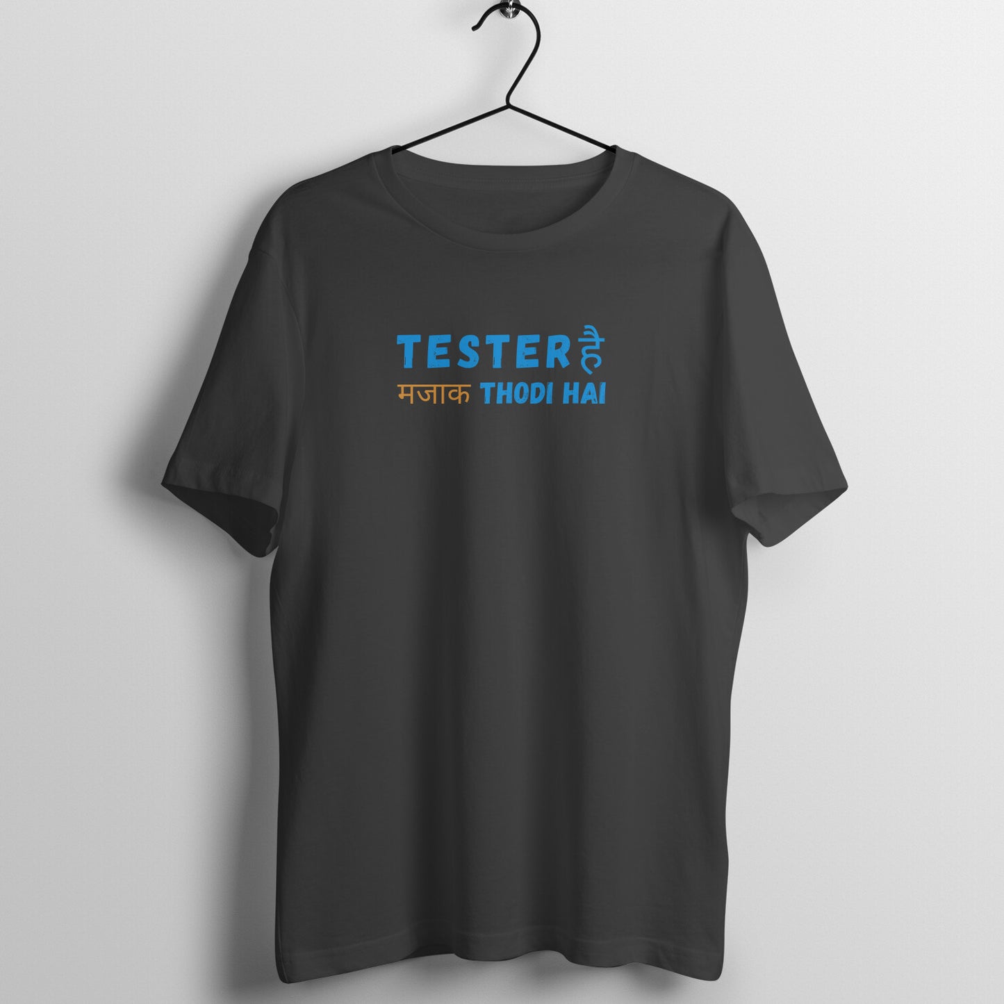 Men's  Black Graphic Printed T-shirt